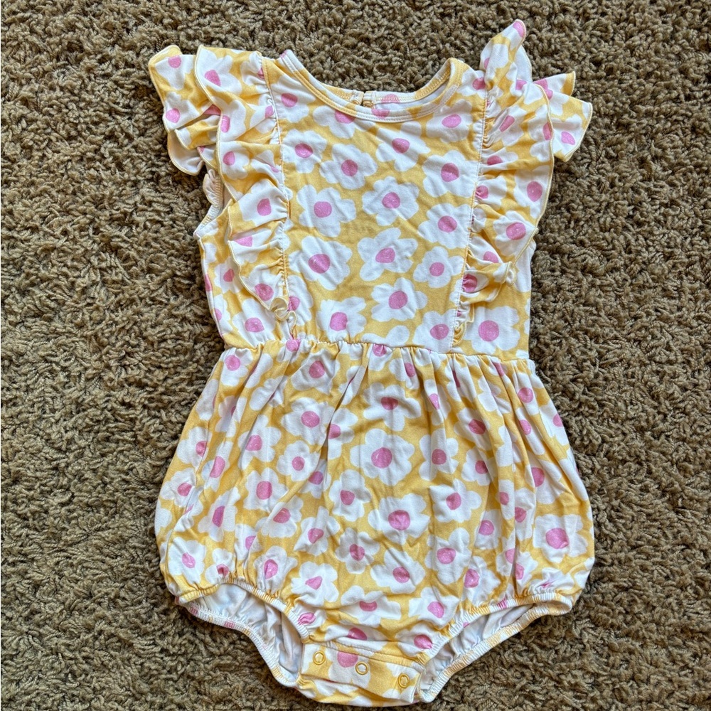 Caden Lane Yellow and Pink Floral Baby Outfit